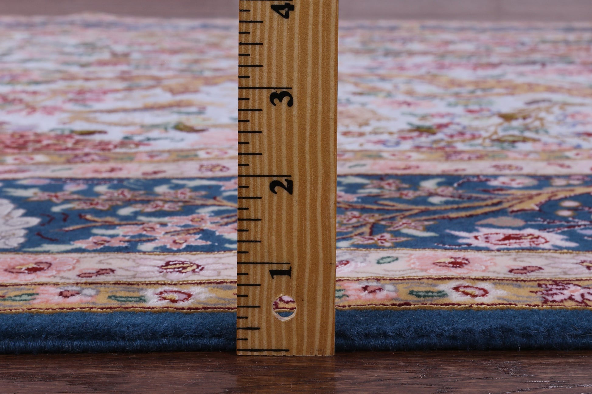 Blue Signed Isfahan Authentic Persian Hand Knotted Wool & Silk Area Rug - 5' 0" X 7' 7" - Golden Nile
