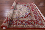 Ivory Signed Isfahan Authentic Persian Hand Knotted Wool & Silk Area Rug - 5' 1" X 7' 10" - Golden Nile