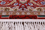 Ivory Signed Isfahan Authentic Persian Hand Knotted Wool & Silk Area Rug - 5' 1" X 7' 10" - Golden Nile