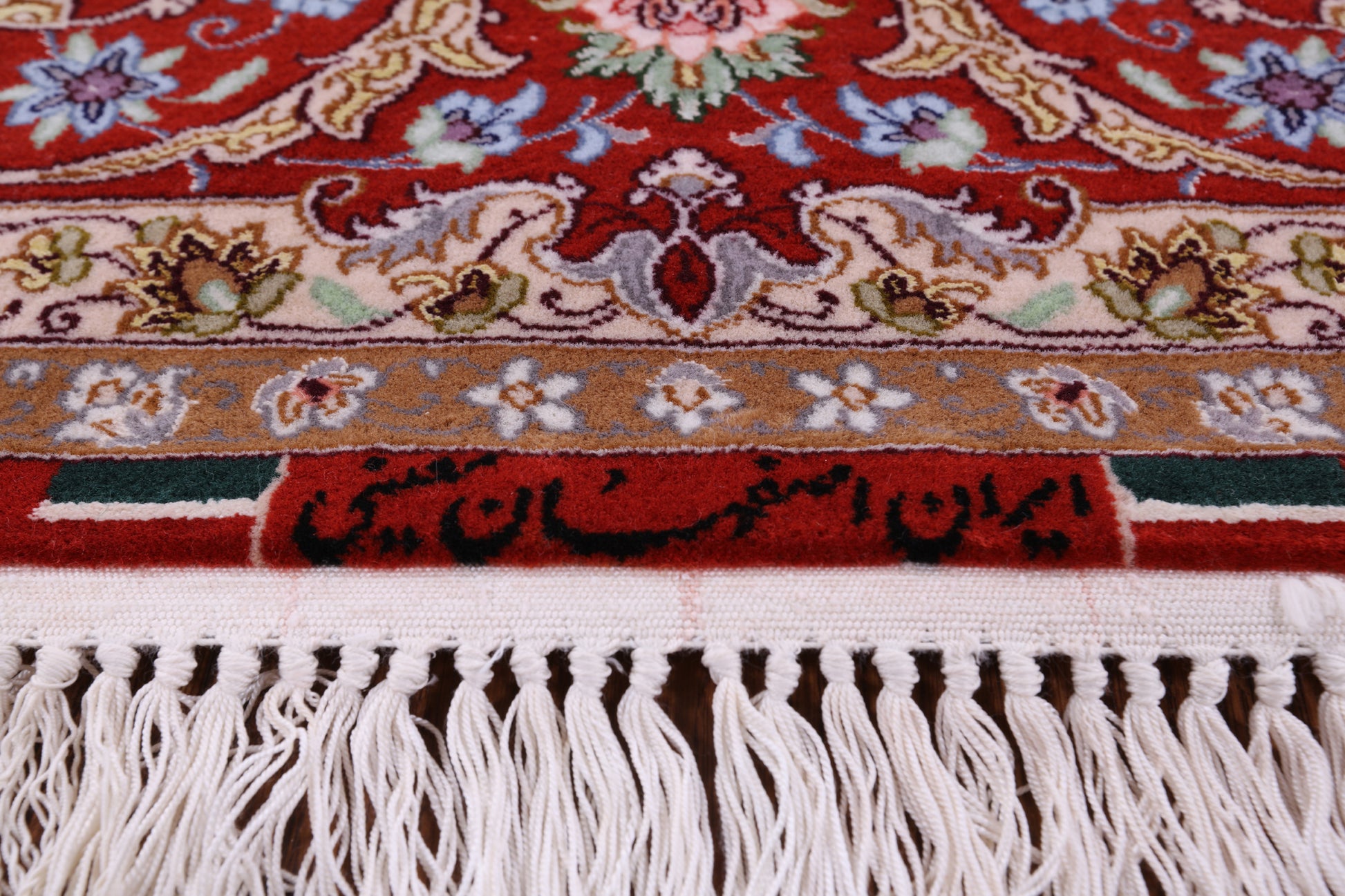 Ivory Signed Isfahan Authentic Persian Hand Knotted Wool & Silk Area Rug - 5' 1" X 7' 10" - Golden Nile