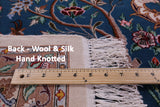 Blue Signed Isfahan Authentic Persian Hand Knotted Wool & Silk Area Rug - 5' 1" X 8' 0" - Golden Nile