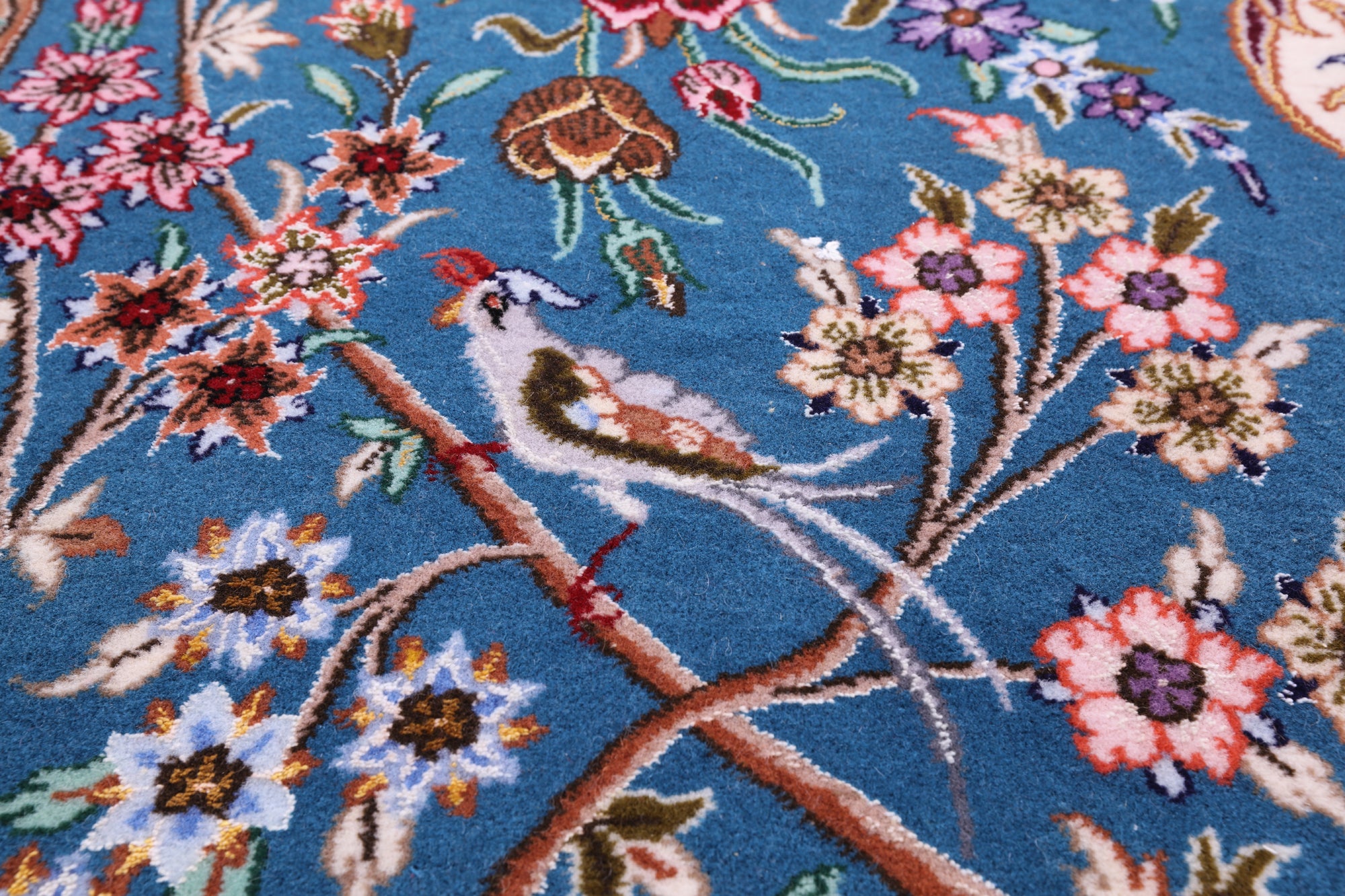 Blue Signed Isfahan Authentic Persian Hand Knotted Wool & Silk Area Rug - 5' 1" X 8' 0" - Golden Nile