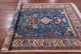 Blue Signed Isfahan Authentic Persian Hand Knotted Wool & Silk Area Rug - 5' 1" X 8' 0" - Golden Nile