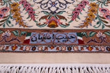 Blue Signed Isfahan Authentic Persian Hand Knotted Wool & Silk Area Rug - 5' 1" X 8' 0" - Golden Nile