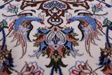 Ivory Signed Isfahan Authentic Persian Hand Knotted Wool & Silk Area Rug - 5' 1" X 7' 10" - Golden Nile