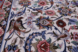 Ivory Signed Isfahan Authentic Persian Hand Knotted Wool & Silk Area Rug - 5' 1" X 7' 10" - Golden Nile