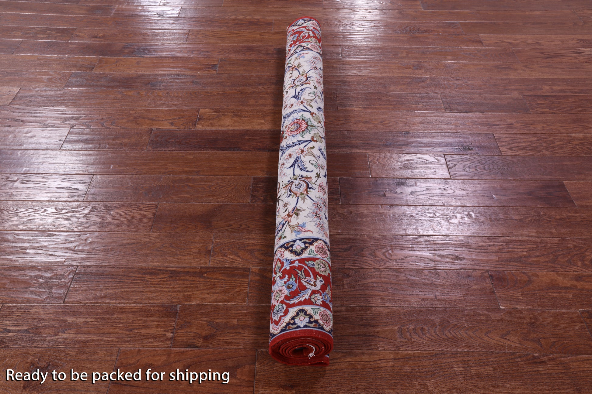 Ivory Signed Isfahan Authentic Persian Hand Knotted Wool & Silk Area Rug - 5' 1" X 7' 10" - Golden Nile