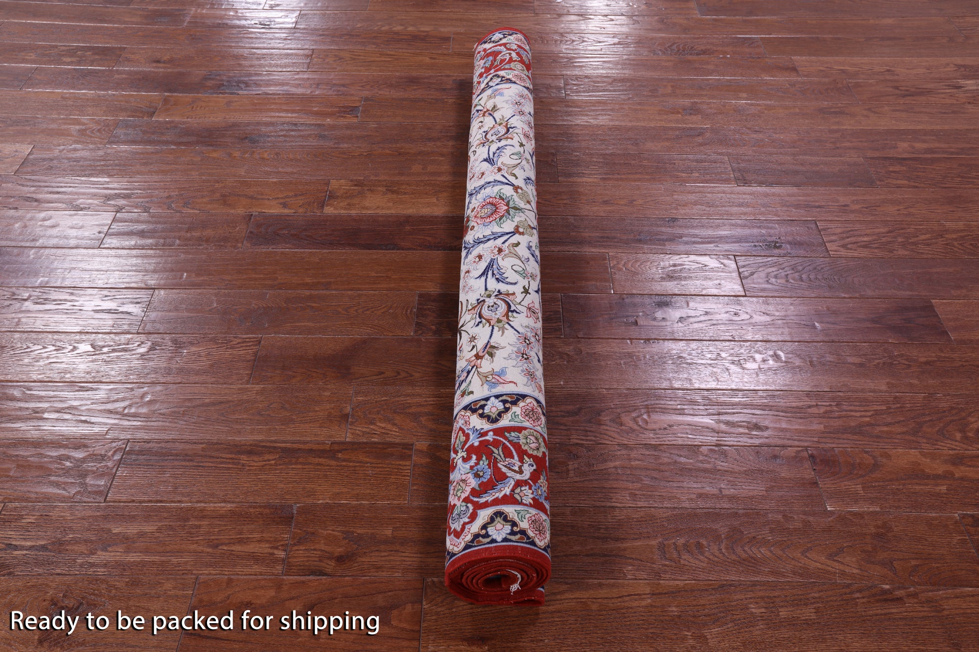 Ivory Signed Isfahan Authentic Persian Hand Knotted Wool & Silk Area Rug - 5' 1" X 7' 10" - Golden Nile
