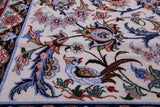 Ivory Signed Isfahan Authentic Persian Hand Knotted Wool & Silk Area Rug - 5' 1" X 7' 10" - Golden Nile