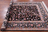 Black Signed Isfahan Authentic Persian Hand Knotted Wool & Silk Area Rug - 4' 11" X 7' 4" - Golden Nile