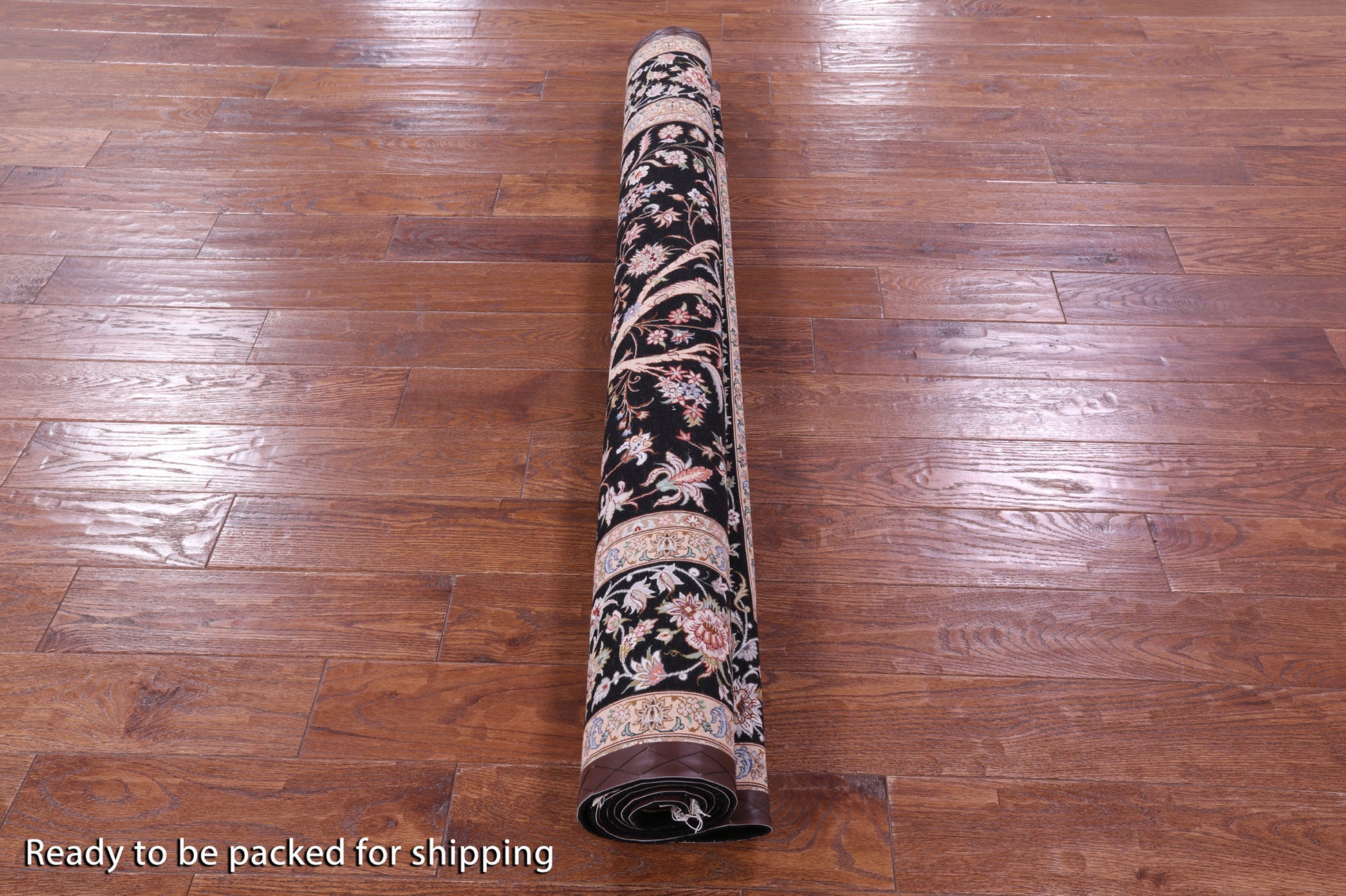 Black Signed Isfahan Authentic Persian Hand Knotted Wool & Silk Area Rug - 4' 11" X 7' 4" - Golden Nile