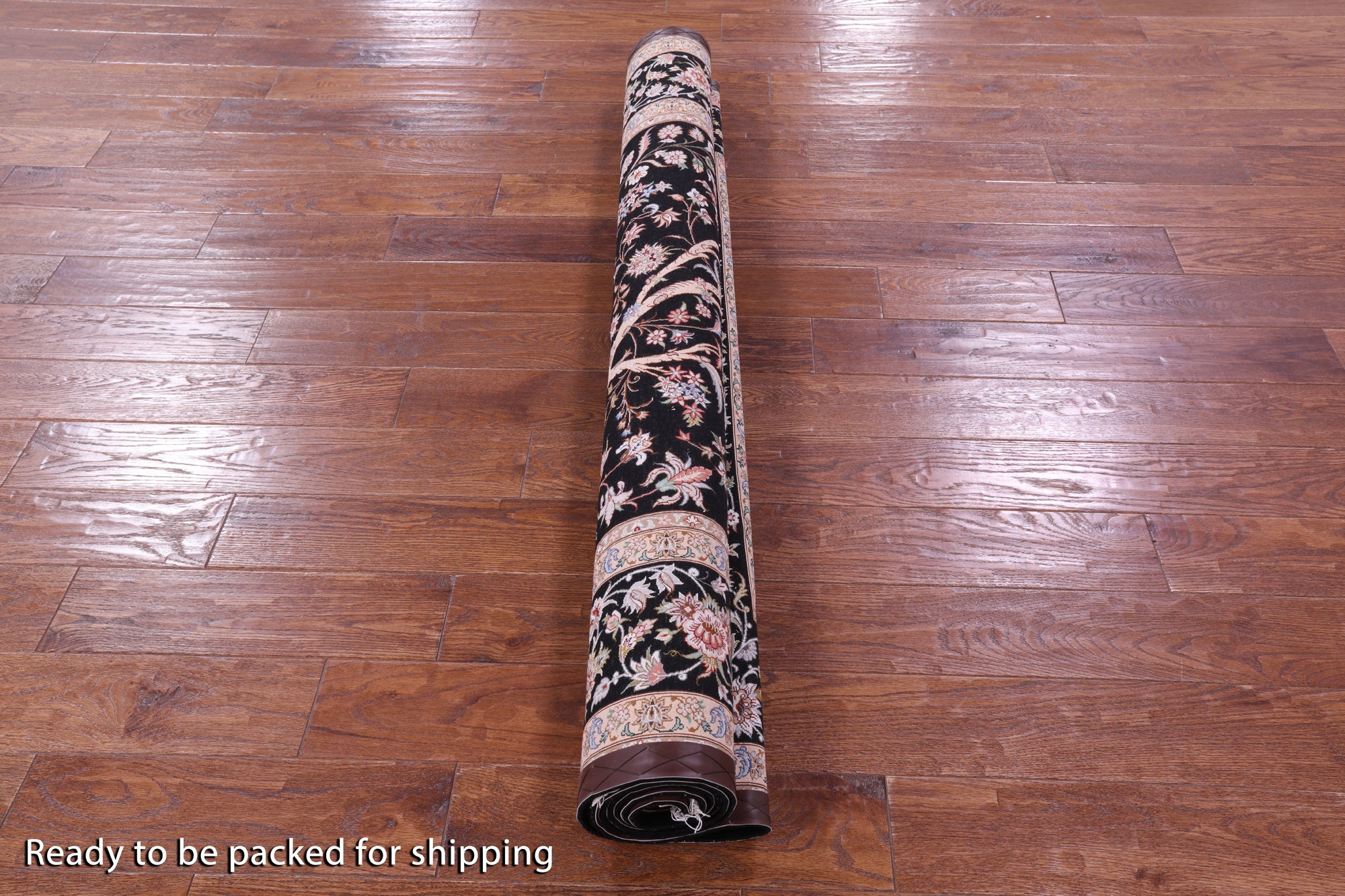 Black Signed Isfahan Authentic Persian Hand Knotted Wool & Silk Area Rug - 4' 11" X 7' 4" - Golden Nile