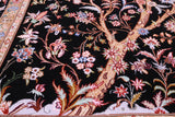 Black Signed Isfahan Authentic Persian Hand Knotted Wool & Silk Area Rug - 4' 11" X 7' 4" - Golden Nile