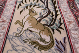 Signed Isfahan Authentic Persian Hunting Scene Hand Knotted Wool & Silk Area Rug - 4' 11" X 7' 5" - Golden Nile