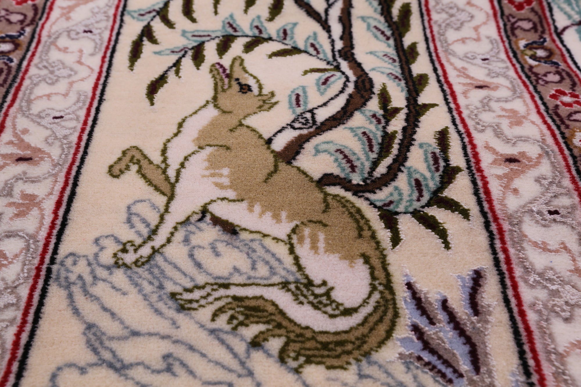 Signed Isfahan Authentic Persian Hunting Scene Hand Knotted Wool & Silk Area Rug - 4' 11" X 7' 5" - Golden Nile