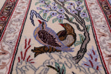 Signed Isfahan Authentic Persian Hunting Scene Hand Knotted Wool & Silk Area Rug - 4' 11" X 7' 5" - Golden Nile