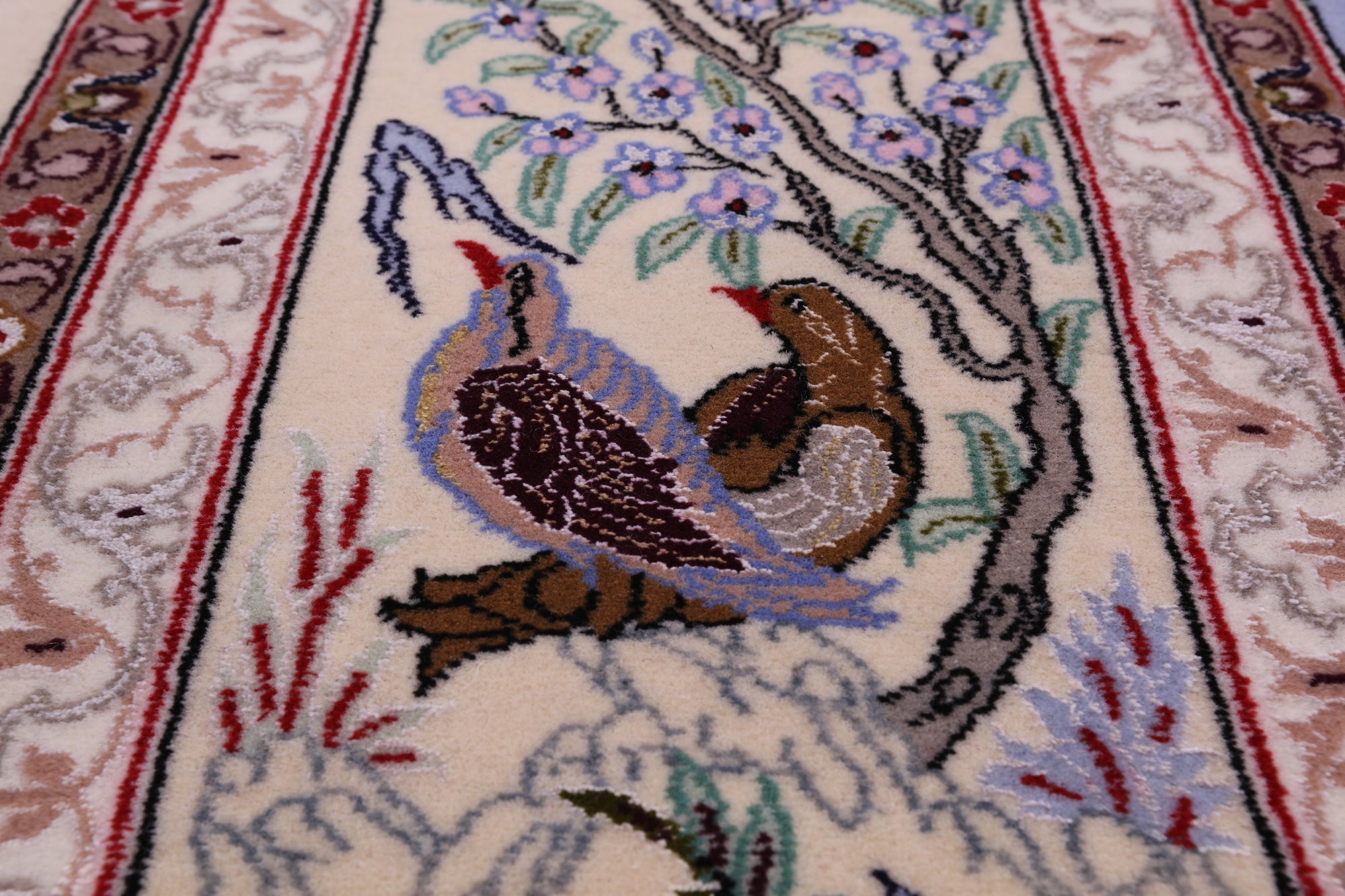 Signed Isfahan Authentic Persian Hunting Scene Hand Knotted Wool & Silk Area Rug - 4' 11" X 7' 5" - Golden Nile