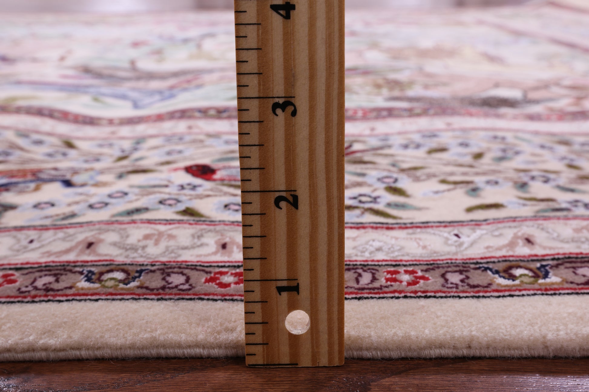 Signed Isfahan Authentic Persian Hunting Scene Hand Knotted Wool & Silk Area Rug - 4' 11" X 7' 5" - Golden Nile