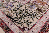 Signed Isfahan Authentic Persian Hunting Scene Hand Knotted Wool & Silk Area Rug - 4' 11" X 7' 5" - Golden Nile
