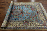 Signed Isfahan Authentic Persian Hand Knotted 100% Silk Area Rug - 5' X 7' 8" - Golden Nile