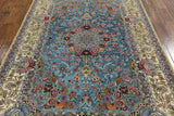 Signed Isfahan Authentic Persian Hand Knotted 100% Silk Area Rug - 5' X 7' 8" - Golden Nile