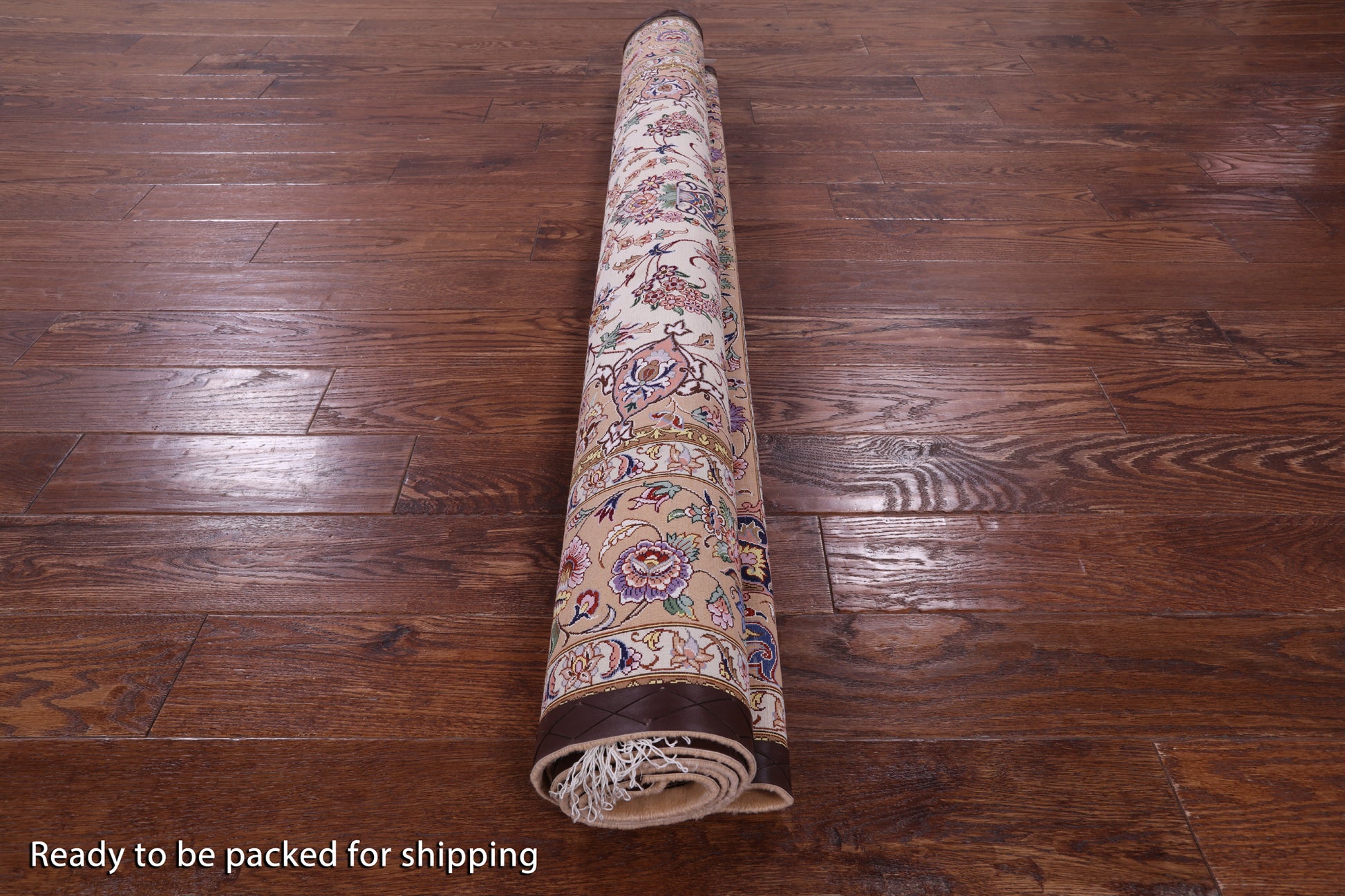 Ivory Signed Isfahan Authentic Persian Hand Knotted Wool & Silk Area Rug - 5' 1" X 7' 8" - Golden Nile
