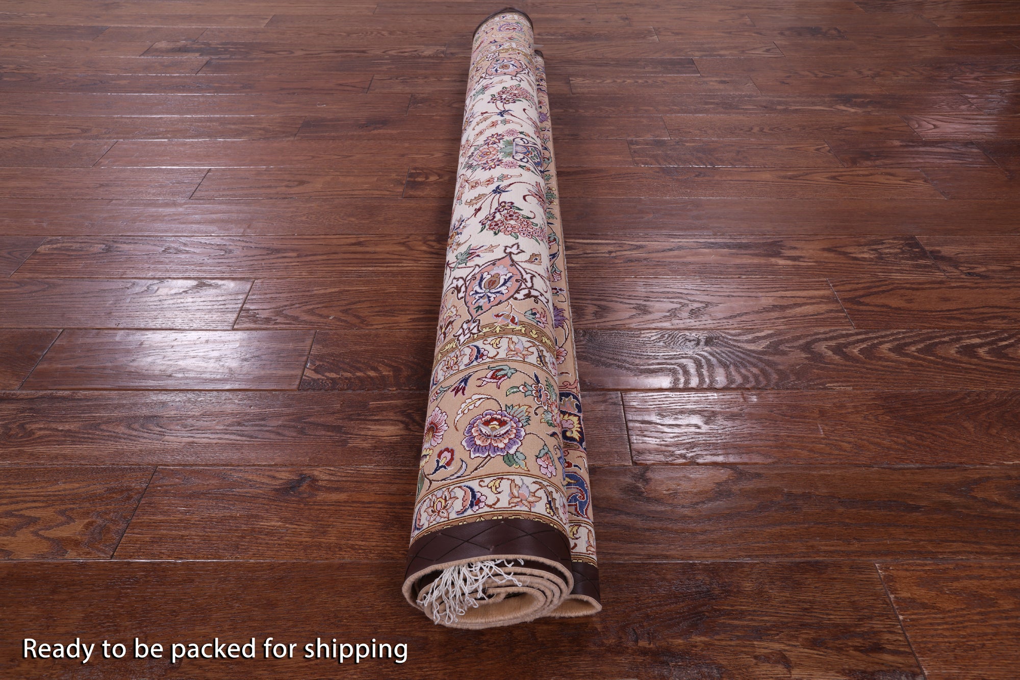 Ivory Signed Isfahan Authentic Persian Hand Knotted Wool & Silk Area Rug - 5' 1" X 7' 8" - Golden Nile