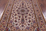 Ivory Signed Isfahan Authentic Persian Hand Knotted Wool & Silk Area Rug - 5' 1" X 7' 8" - Golden Nile