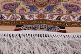 Ivory Signed Isfahan Authentic Persian Hand Knotted Wool & Silk Area Rug - 5' 1" X 7' 8" - Golden Nile