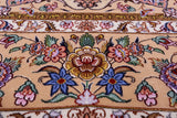 Ivory Signed Isfahan Authentic Persian Hand Knotted Wool & Silk Area Rug - 5' 1" X 7' 8" - Golden Nile