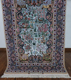 Blue Signed Isfahan Authentic Persian Hand Knotted Wool & Silk Area Rug - 4' 10" X 7' 8" - Golden Nile