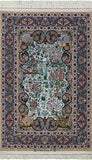 Blue Signed Isfahan Authentic Persian Hand Knotted Wool & Silk Area Rug - 4' 10" X 7' 8" - Golden Nile