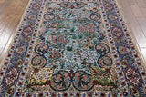 Blue Signed Isfahan Authentic Persian Hand Knotted Wool & Silk Area Rug - 4' 10" X 7' 8" - Golden Nile