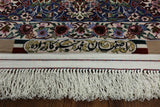 Blue Signed Isfahan Authentic Persian Hand Knotted Wool & Silk Area Rug - 4' 10" X 7' 8" - Golden Nile