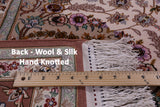 Ivory Signed Isfahan Authentic Persian Hand Knotted Wool & Silk Area Rug - 5' 1" X 7' 7" - Golden Nile