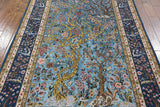 Signed Isfahan Authentic Persian Hand Knotted Wool & Silk Area Rug  - 5' 1" X 7' 8" - Golden Nile