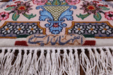 Ivory Signed Isfahan Authentic Persian Hand Knotted Wool & Silk Area Rug - 3' 9" X 5' 7" - Golden Nile
