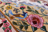 Ivory Signed Isfahan Authentic Persian Hand Knotted Wool & Silk Area Rug - 3' 9" X 5' 7" - Golden Nile