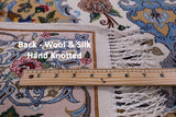 Ivory Signed Isfahan Authentic Persian Hand Knotted Wool & Silk Area Rug - 3' 9" X 5' 7" - Golden Nile