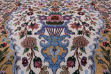 Ivory Signed Isfahan Authentic Persian Hand Knotted Wool & Silk Area Rug - 3' 9" X 5' 7" - Golden Nile