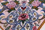Ivory Signed Isfahan Authentic Persian Hand Knotted Wool & Silk Area Rug - 3' 9" X 5' 7" - Golden Nile
