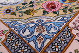 Ivory Signed Isfahan Authentic Persian Hand Knotted Wool & Silk Area Rug - 3' 9" X 5' 7" - Golden Nile