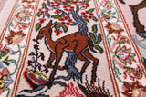 Signed Isfahan Authentic Persian Hunting Scene Hand Knotted Wool & Silk Area Rug - 4' 2" X 6' 8" - Golden Nile