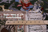 Signed Isfahan Authentic Persian Hunting Scene Hand Knotted Wool & Silk Area Rug - 4' 2" X 6' 8" - Golden Nile