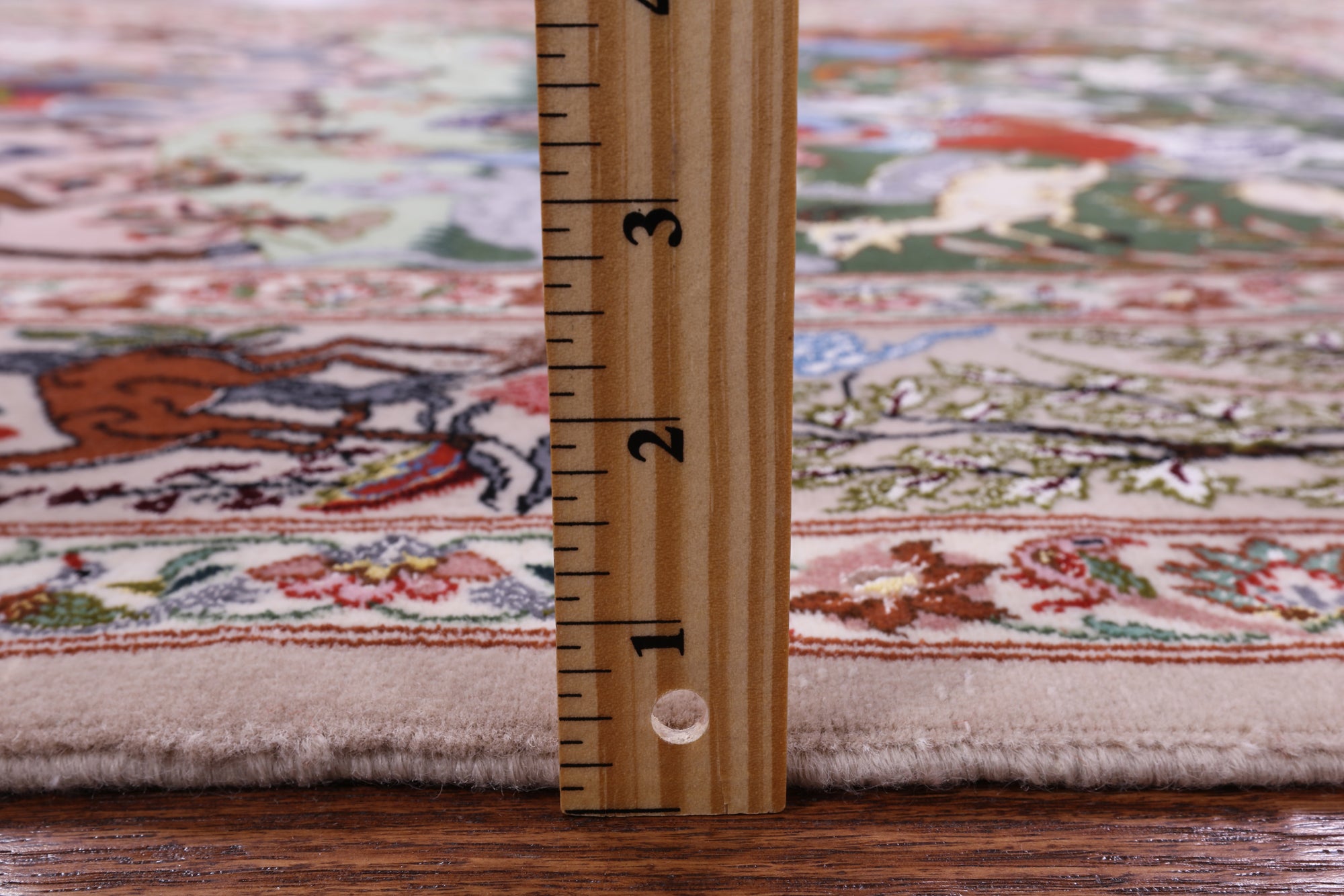 Signed Isfahan Authentic Persian Hunting Scene Hand Knotted Wool & Silk Area Rug - 4' 2" X 6' 8" - Golden Nile