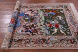 Signed Isfahan Authentic Persian Hunting Scene Hand Knotted Wool & Silk Area Rug - 4' 2" X 6' 8" - Golden Nile