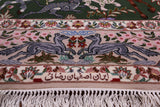 Signed Isfahan Authentic Persian Hunting Scene Hand Knotted Wool & Silk Area Rug - 4' 2" X 6' 8" - Golden Nile
