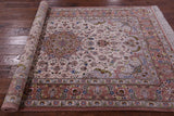 Ivory Signed Isfahan Authentic Persian Hand Knotted Wool & Silk Area Rug - 4' 3" X 6' 8" - Golden Nile