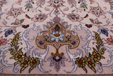 Ivory Signed Isfahan Authentic Persian Hand Knotted Wool & Silk Area Rug - 4' 3" X 6' 8" - Golden Nile