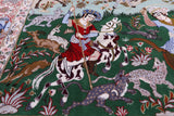 Signed Isfahan Authentic Persian Hunting Scene Hand Knotted Wool & Silk Area Rug - 4' 3" X 6' 6" - Golden Nile